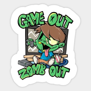 Video Game Playing Spooky Zombie Gamer kid Sticker